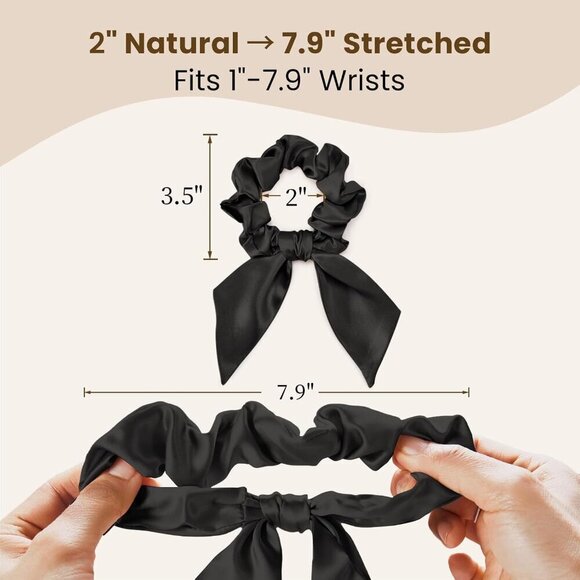 Mulberry Silk Hair Ties 3-Pack Bow Scrunchies for Women Girls Cute Durable main image 6